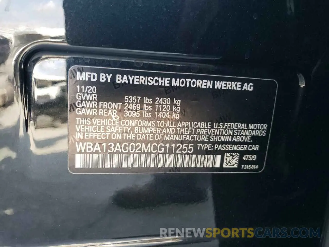 12 fotografías del automóvil dañado WBA13AG02MCG11255 BMW 5 SERIES 2021