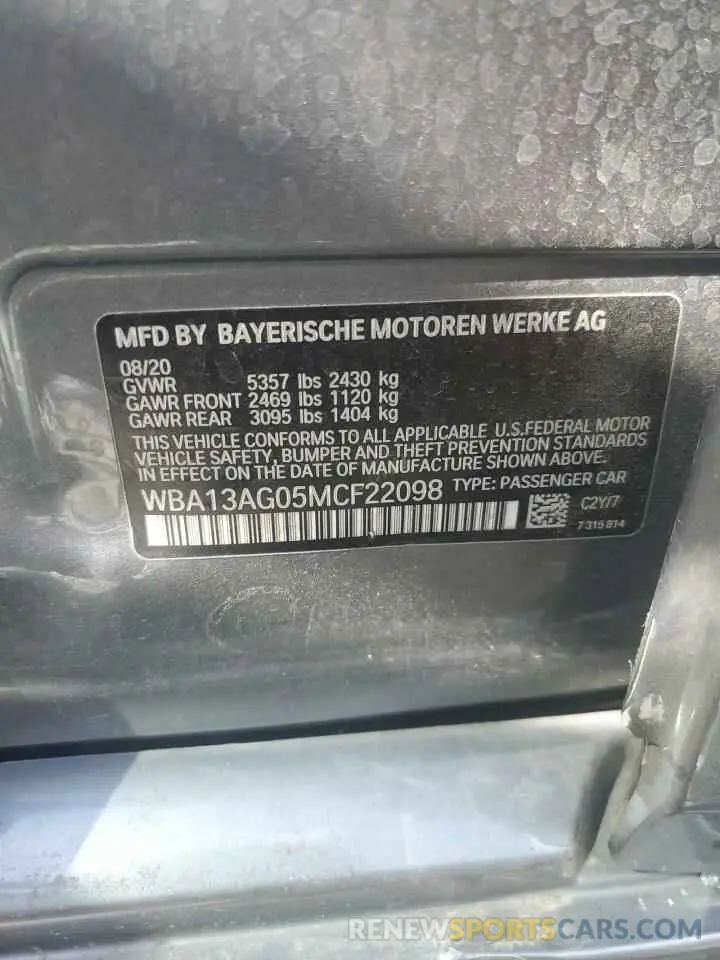 13 fotografías del automóvil dañado WBA13AG05MCF22098 BMW 5 SERIES 2021