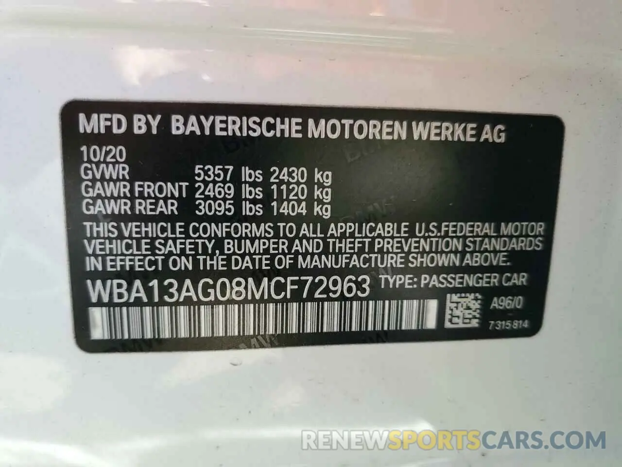 12 fotografías del automóvil dañado WBA13AG08MCF72963 BMW 5 SERIES 2021