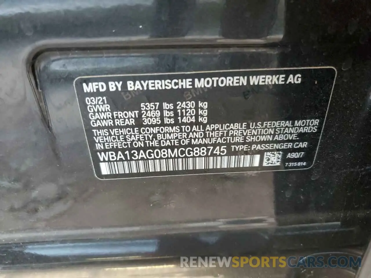 13 fotografías del automóvil dañado WBA13AG08MCG88745 BMW 5 SERIES 2021