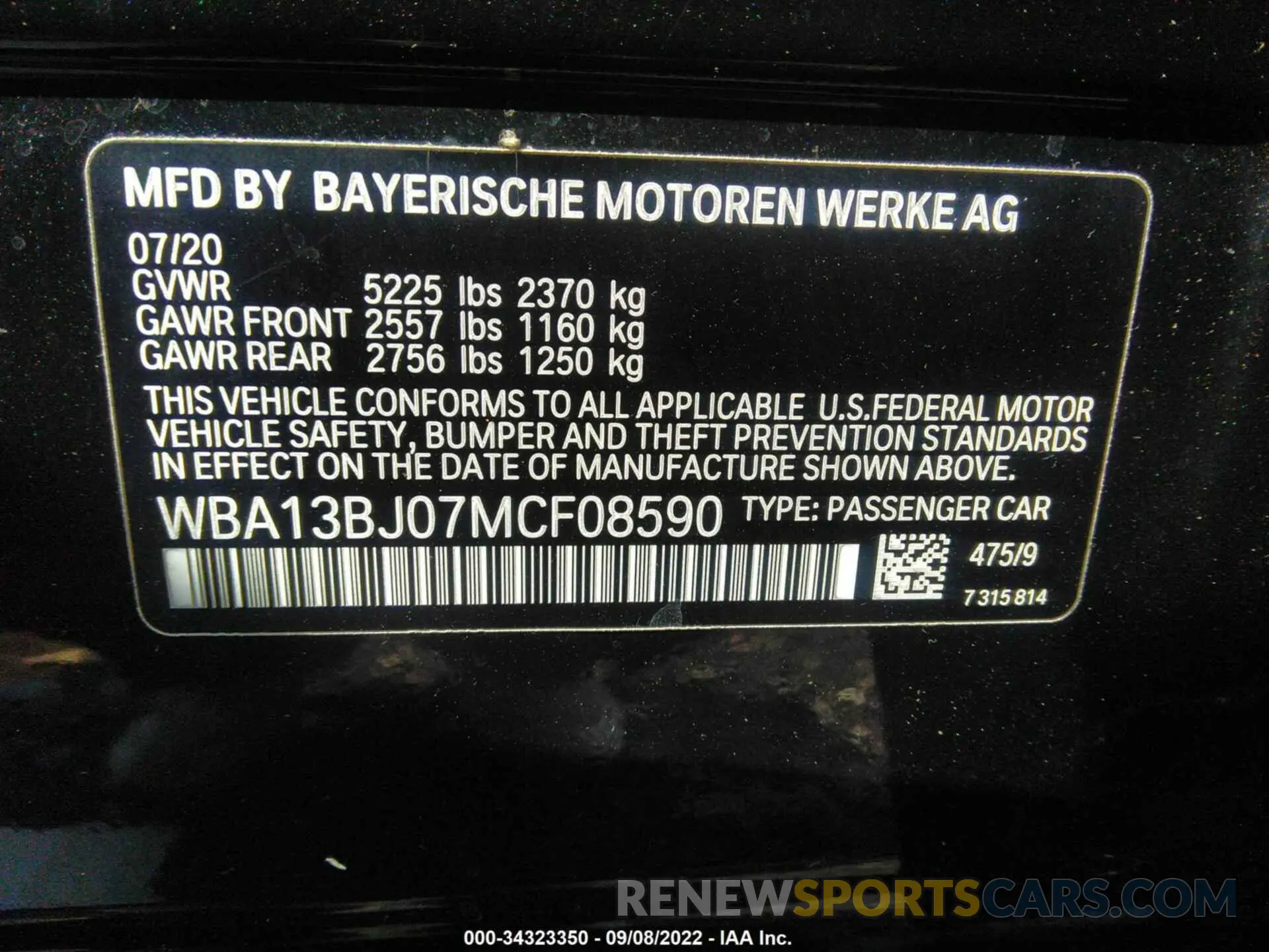 9 fotografías del automóvil dañado WBA13BJ07MCF08590 BMW 5 SERIES 2021