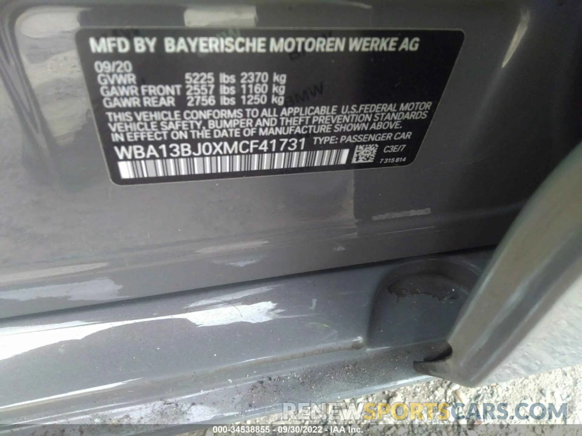 9 fotografías del automóvil dañado WBA13BJ0XMCF41731 BMW 5 SERIES 2021