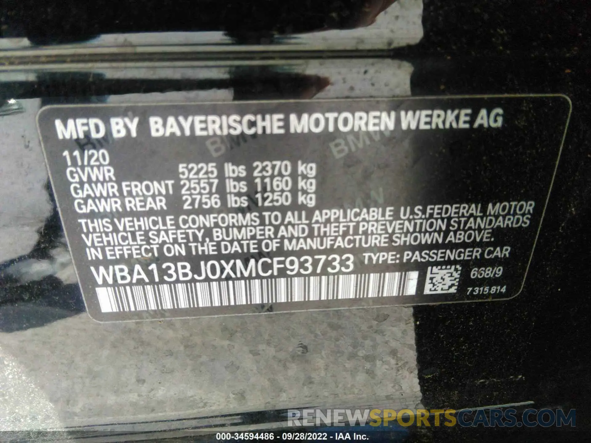 9 fotografías del automóvil dañado WBA13BJ0XMCF93733 BMW 5 SERIES 2021