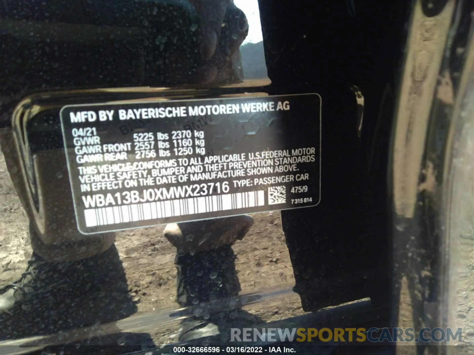 9 fotografías del automóvil dañado WBA13BJ0XMWX23716 BMW 5 SERIES 2021