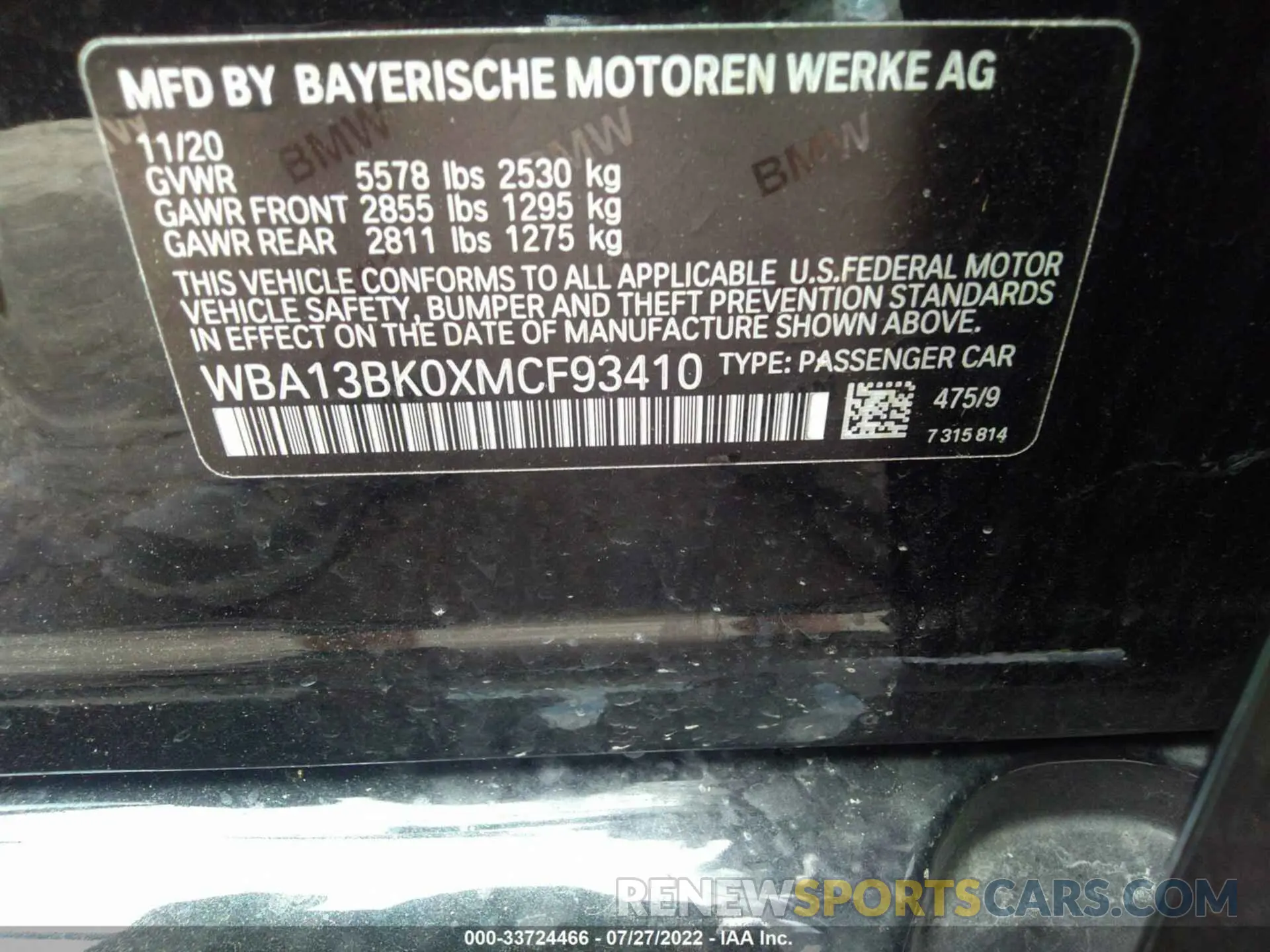 9 fotografías del automóvil dañado WBA13BK0XMCF93410 BMW 5 SERIES 2021