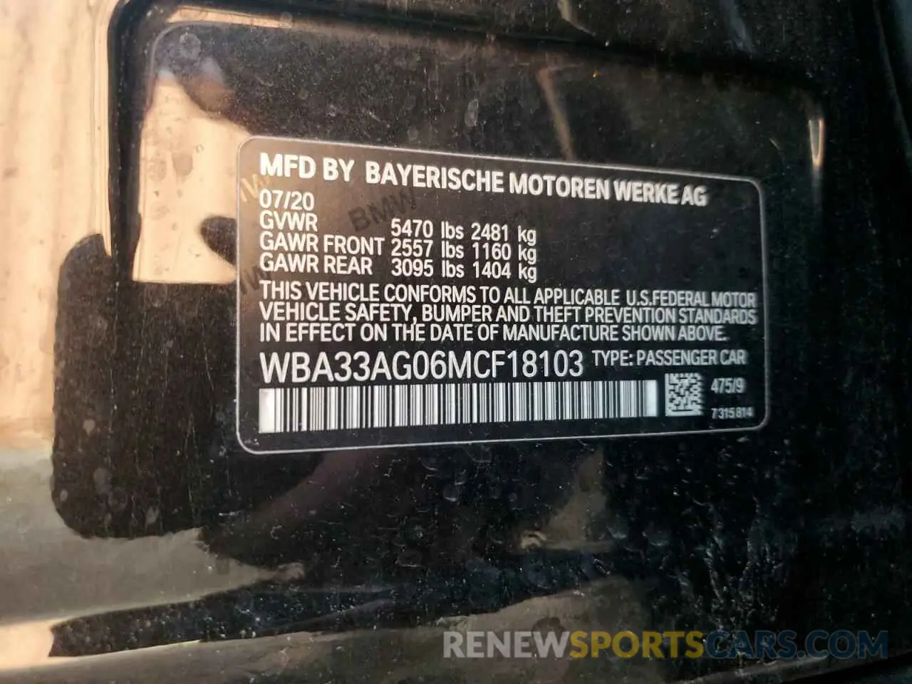 12 fotografías del automóvil dañado WBA33AG06MCF18103 BMW 5 SERIES 2021