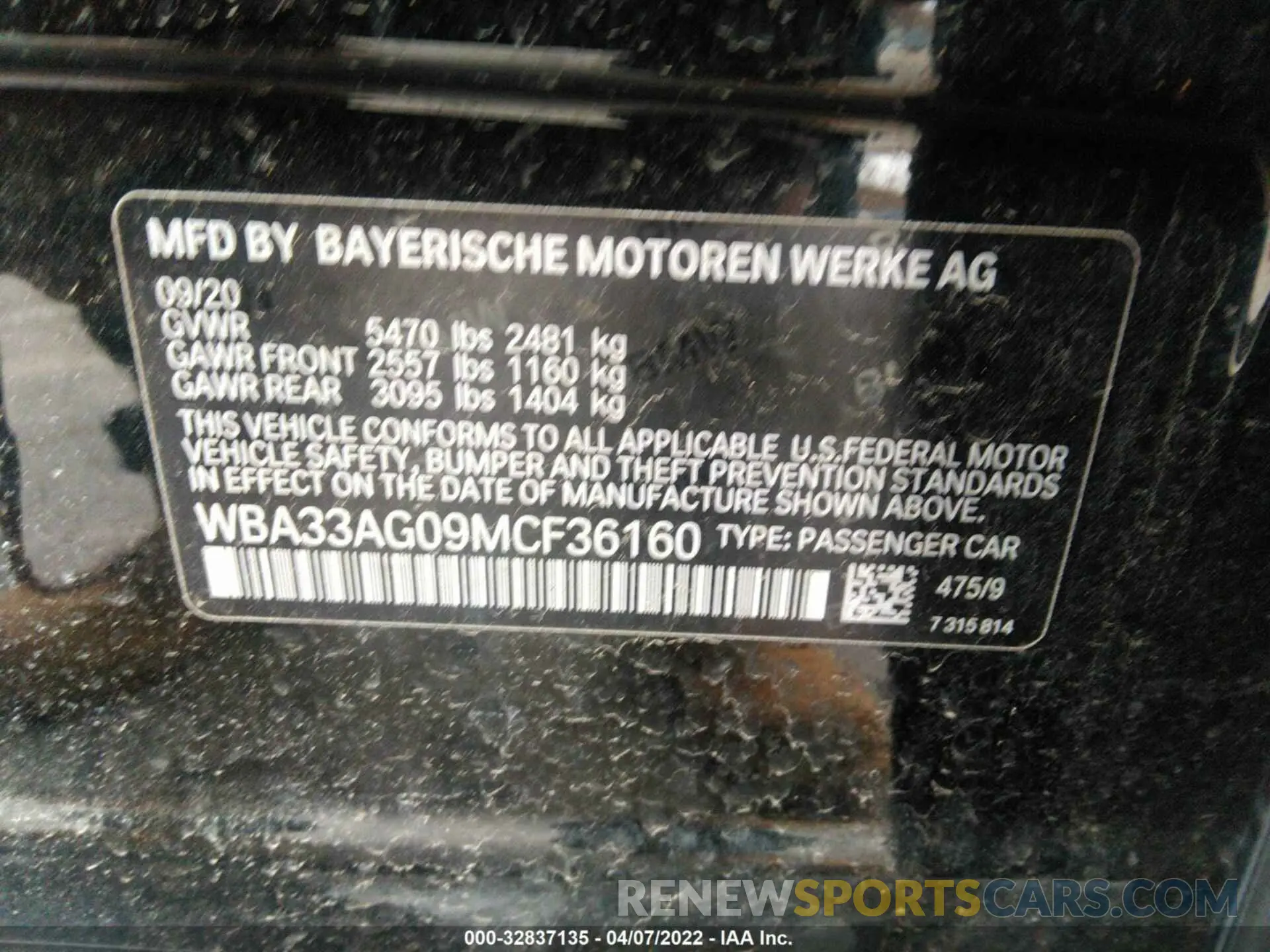 9 fotografías del automóvil dañado WBA33AG09MCF36160 BMW 5 SERIES 2021