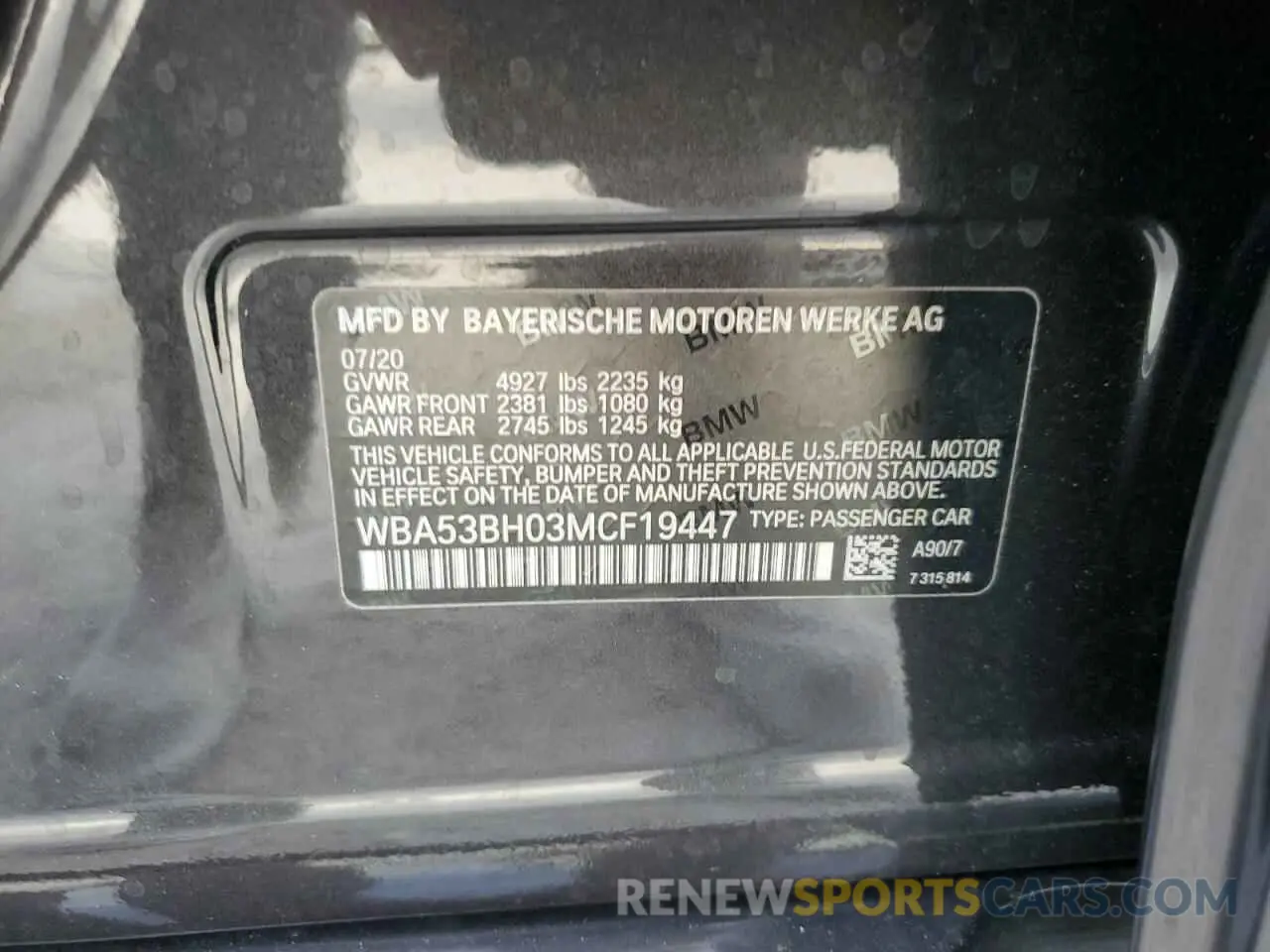 12 fotografías del automóvil dañado WBA53BH03MCF19447 BMW 5 SERIES 2021
