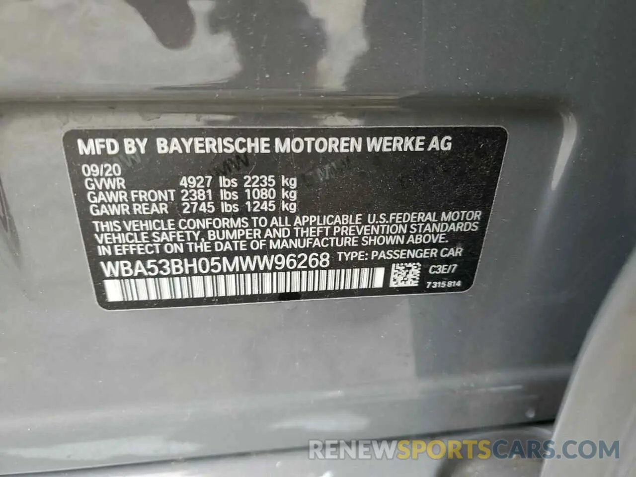 14 fotografías del automóvil dañado WBA53BH05MWW96268 BMW 5 SERIES 2021