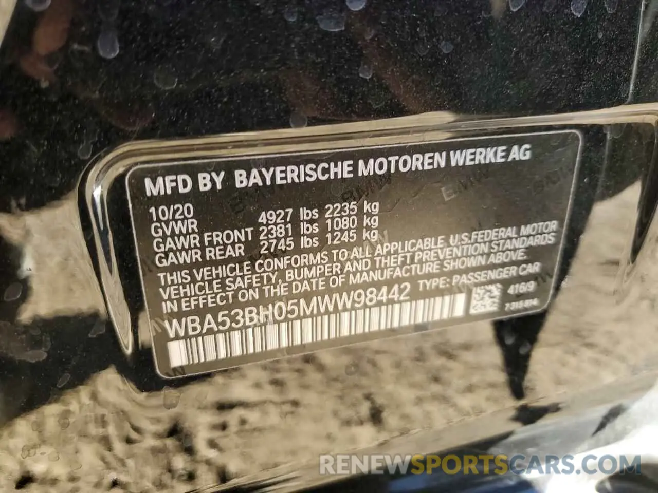 12 fotografías del automóvil dañado WBA53BH05MWW98442 BMW 5 SERIES 2021