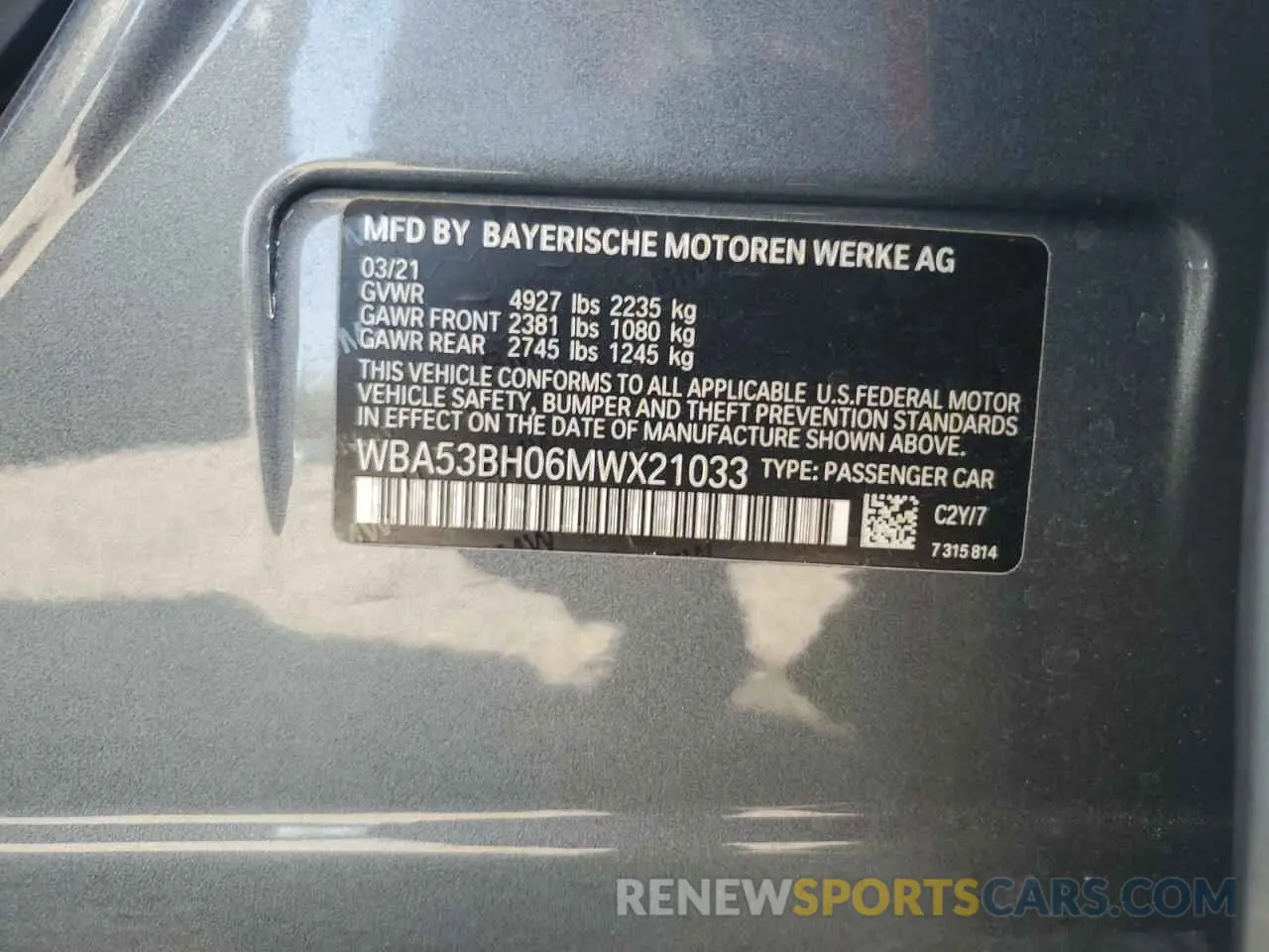 13 fotografías del automóvil dañado WBA53BH06MWX21033 BMW 5 SERIES 2021