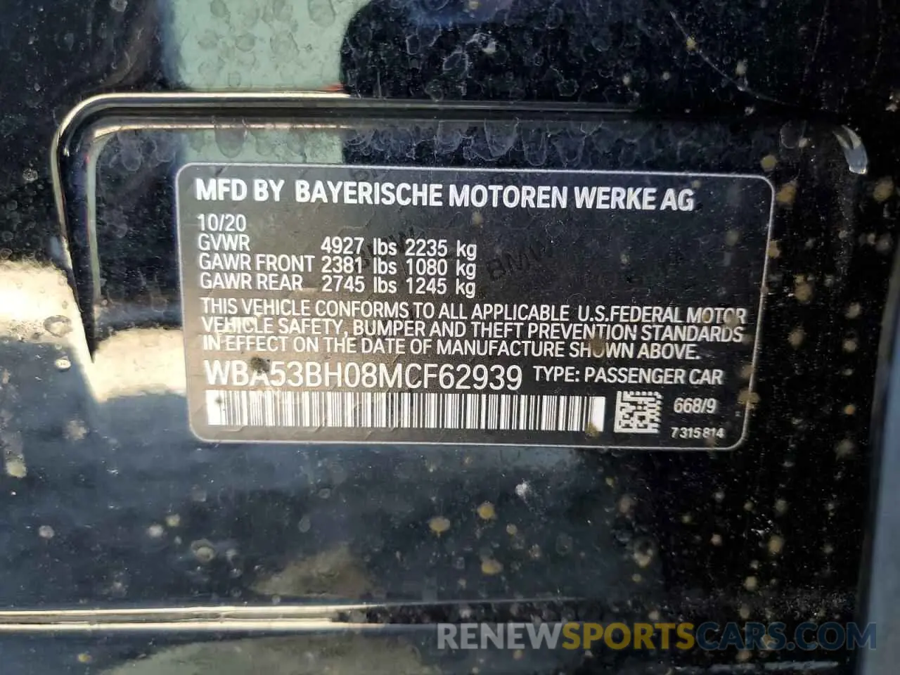 12 fotografías del automóvil dañado WBA53BH08MCF62939 BMW 5 SERIES 2021