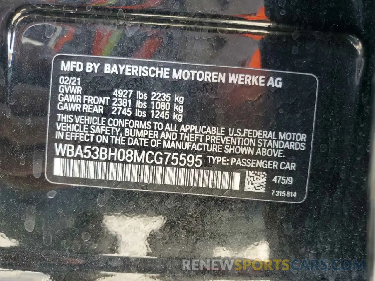 12 fotografías del automóvil dañado WBA53BH08MCG75595 BMW 5 SERIES 2021