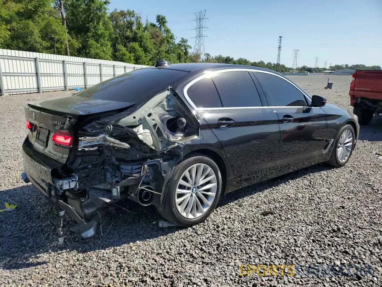 3 fotografías del automóvil dañado WBA53BH0XMWW98212 BMW 5 SERIES 2021