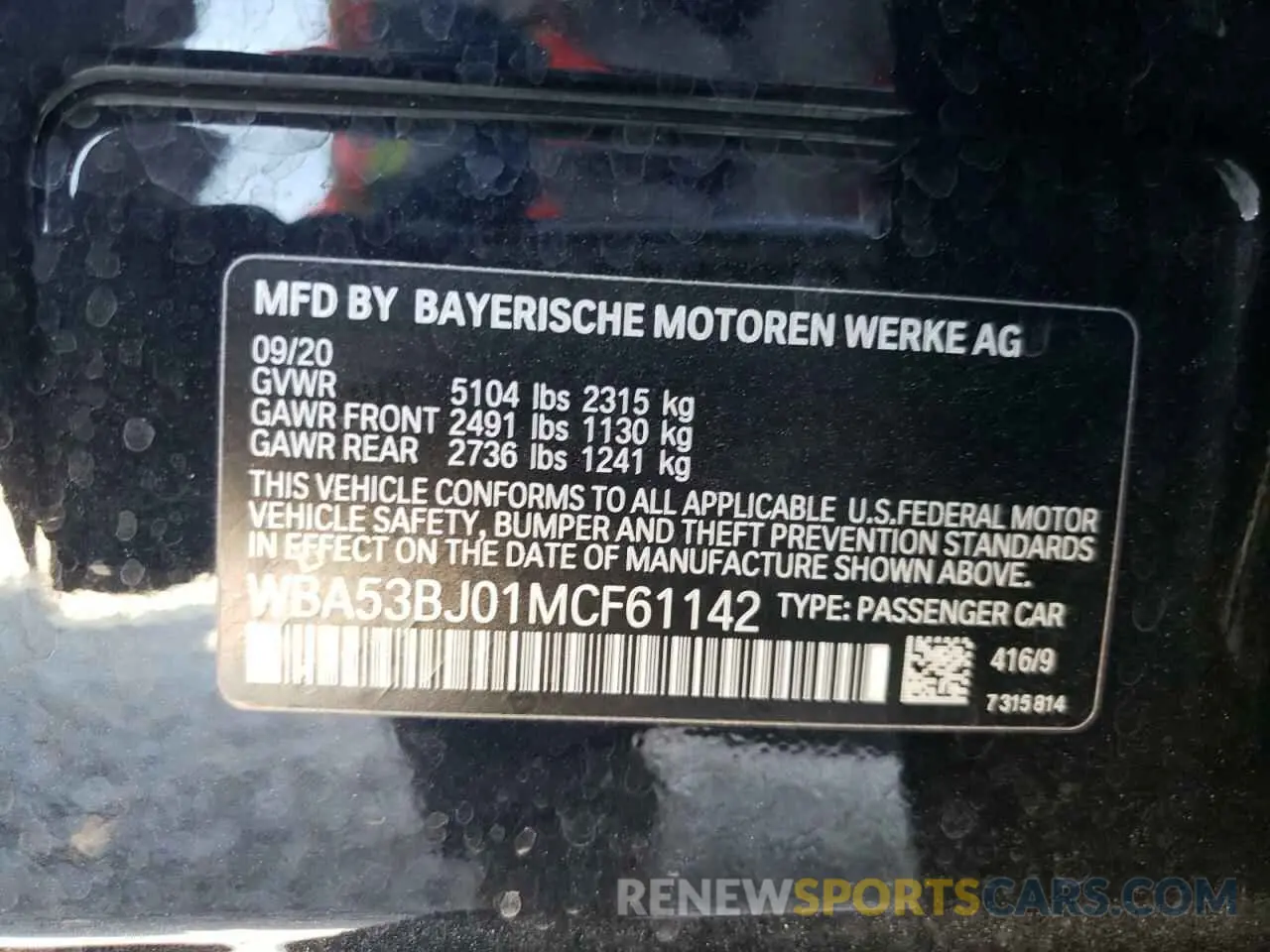 10 fotografías del automóvil dañado WBA53BJ01MCF61142 BMW 5 SERIES 2021