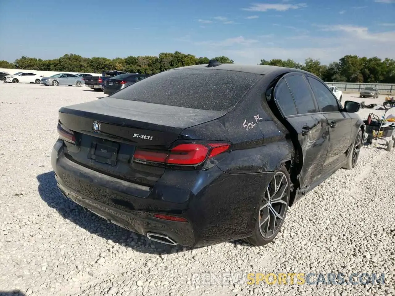 4 fotografías del automóvil dañado WBA53BJ01MCF61142 BMW 5 SERIES 2021