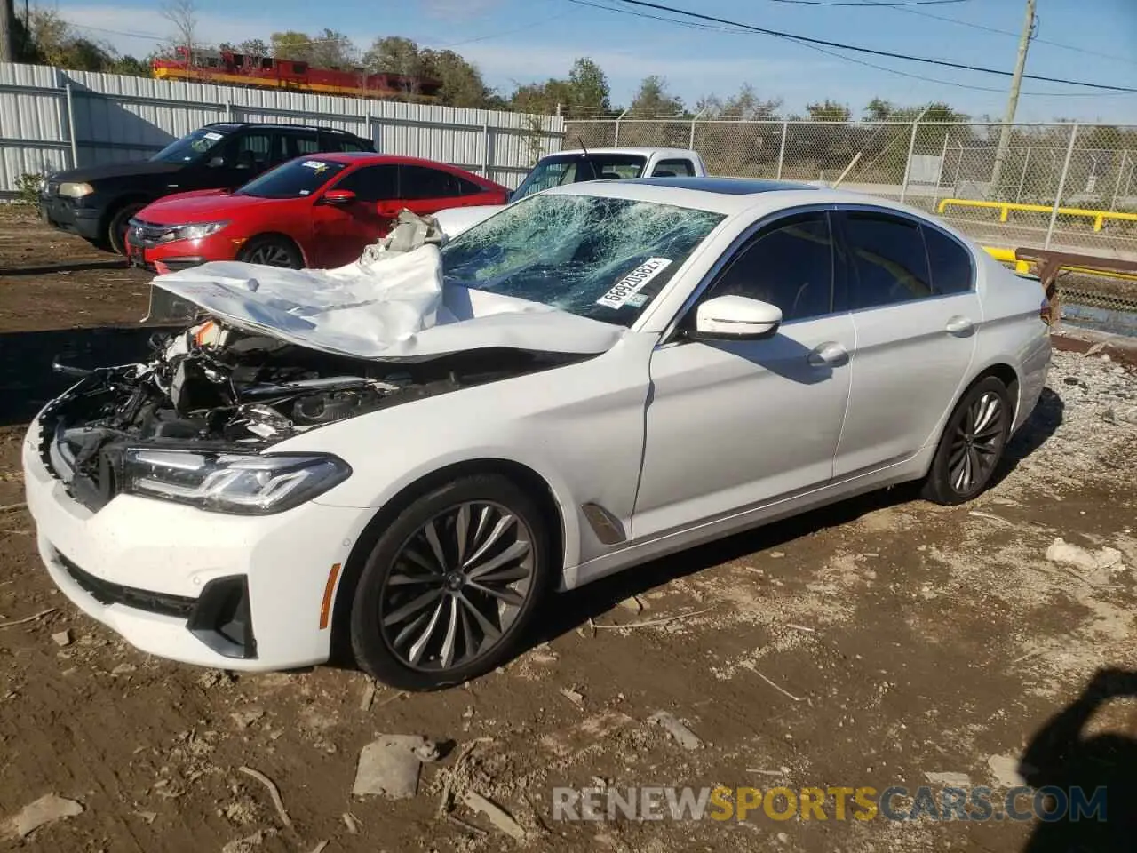 1 fotografías del automóvil dañado WBA53BJ01MWX02769 BMW 5 SERIES 2021
