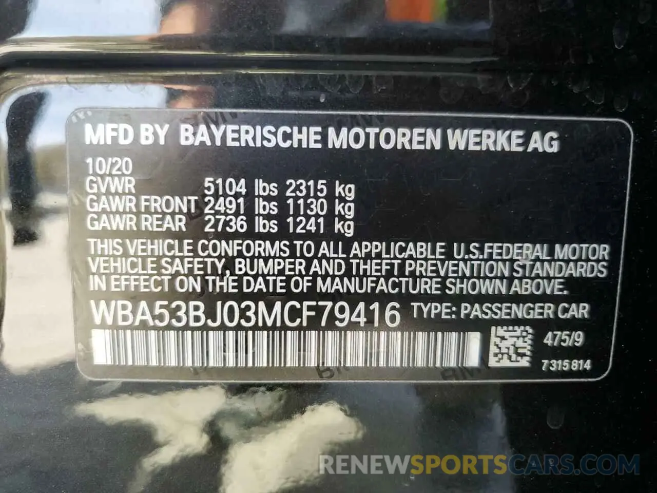 12 fotografías del automóvil dañado WBA53BJ03MCF79416 BMW 5 SERIES 2021