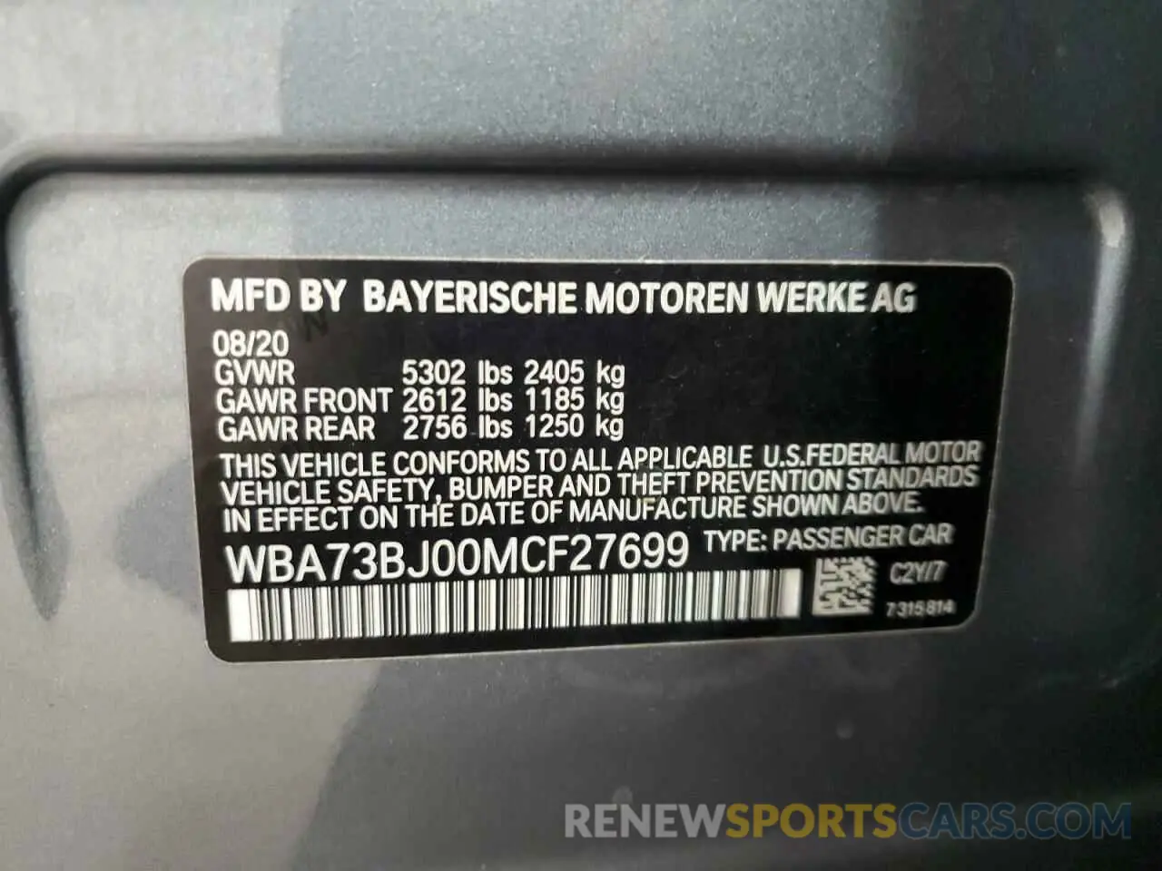 12 fotografías del automóvil dañado WBA73BJ00MCF27699 BMW 5 SERIES 2021