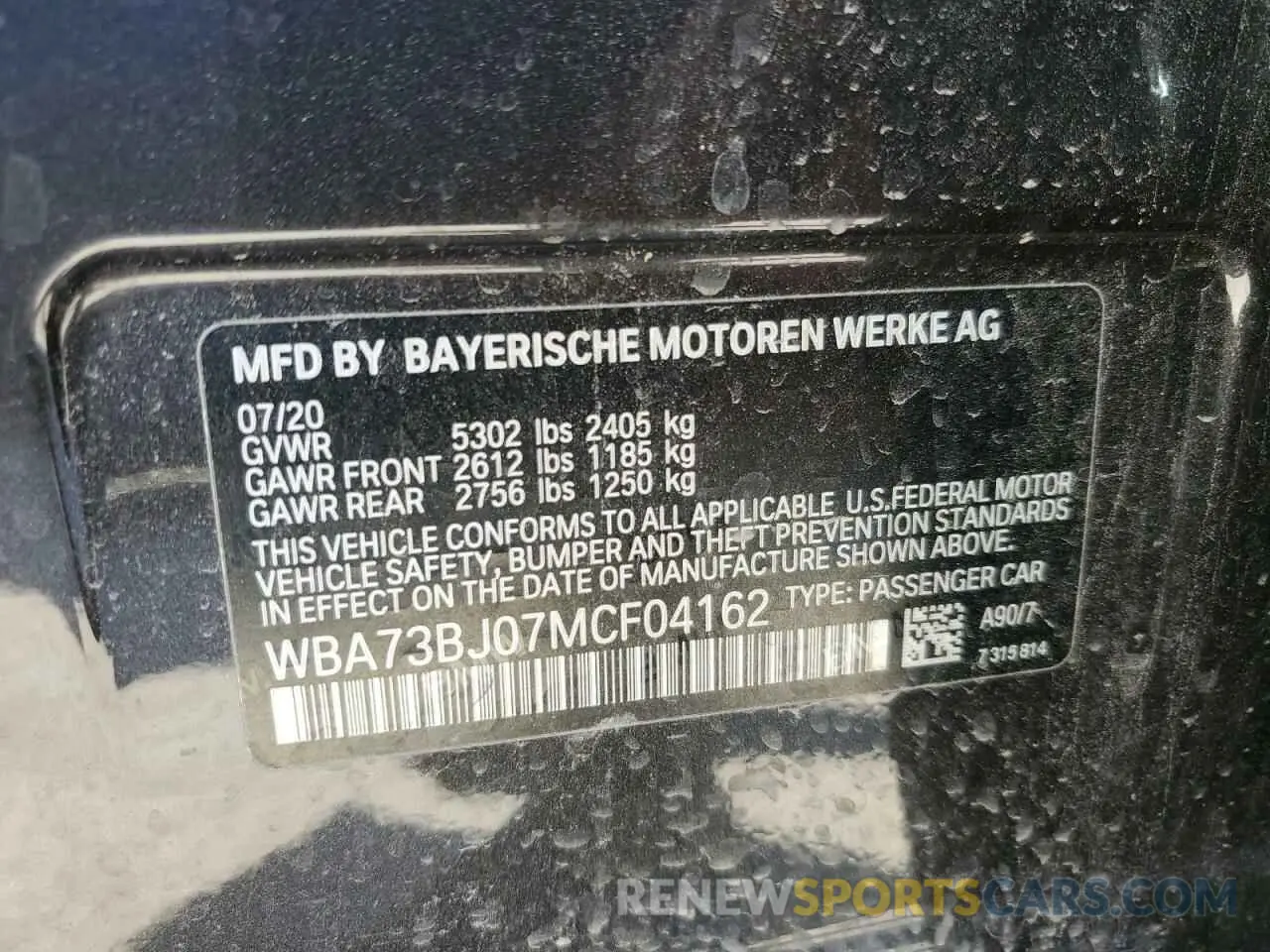 12 fotografías del automóvil dañado WBA73BJ07MCF04162 BMW 5 SERIES 2021