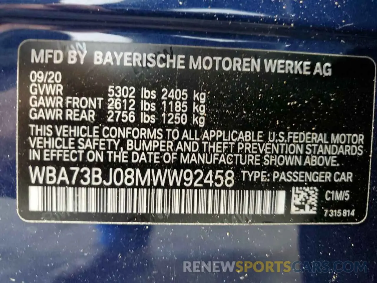 12 fotografías del automóvil dañado WBA73BJ08MWW92458 BMW 5 SERIES 2021