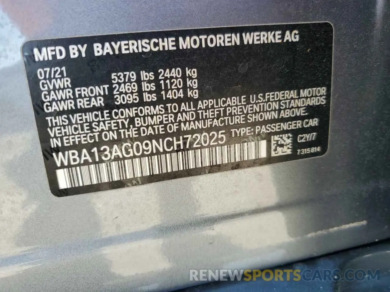 14 fotografías del automóvil dañado WBA13AG09NCH72025 BMW 5 SERIES 2022