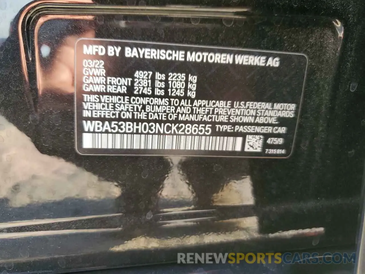 14 fotografías del automóvil dañado WBA53BH03NCK28655 BMW 5 SERIES 2022