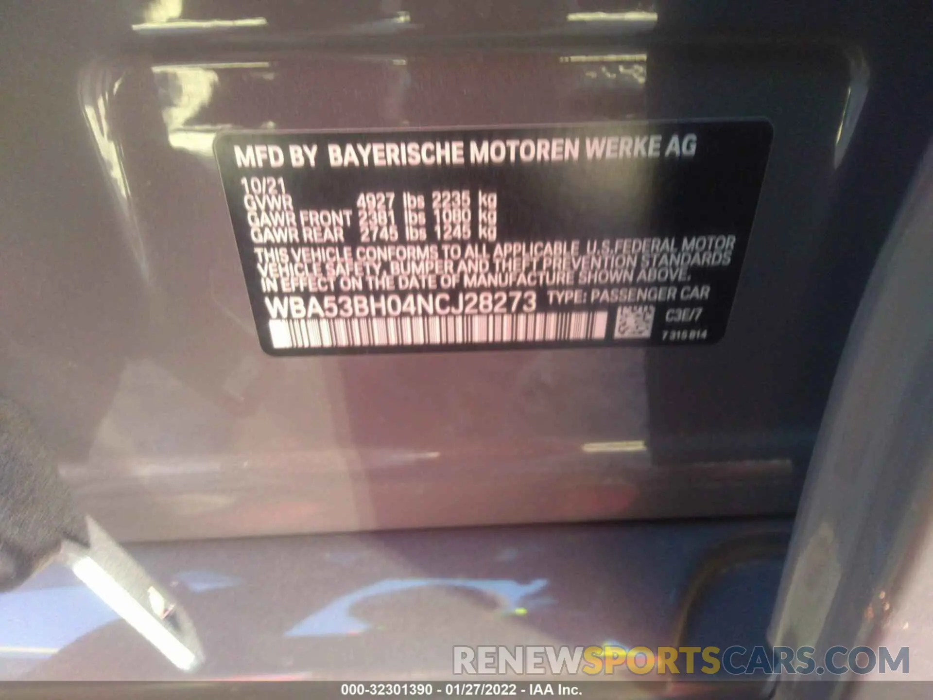 9 fotografías del automóvil dañado WBA53BH04NCJ28273 BMW 5 SERIES 2022