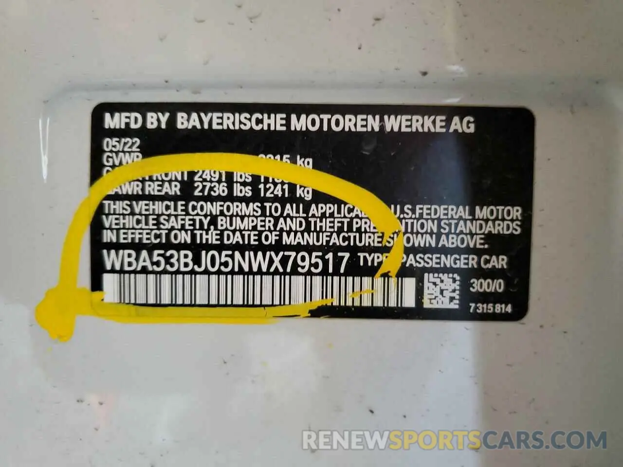12 fotografías del automóvil dañado WBA53BJ05NWX79517 BMW 5 SERIES 2022