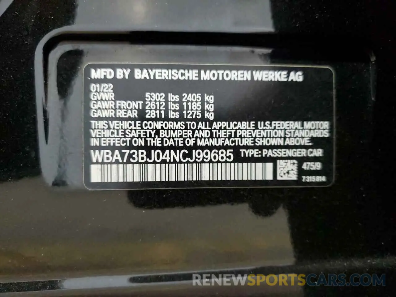 12 fotografías del automóvil dañado WBA73BJ04NCJ99685 BMW 5 SERIES 2022