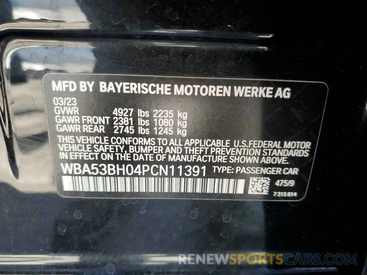 12 fotografías del automóvil dañado WBA53BH04PCN11391 BMW 5 SERIES 2023