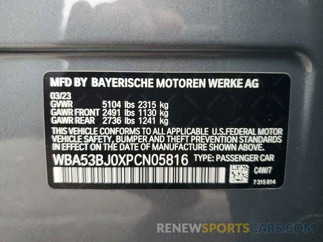 12 fotografías del automóvil dañado WBA53BJ0XPCN05816 BMW 5 SERIES 2023