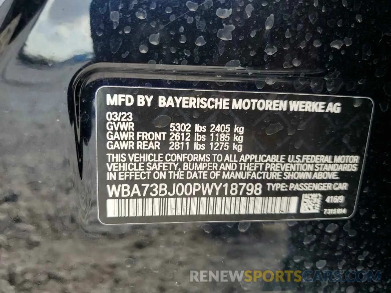 12 fotografías del automóvil dañado WBA73BJ00PWY18798 BMW 5 SERIES 2023
