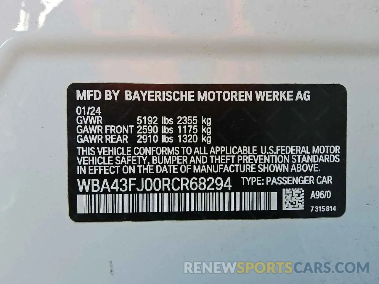 12 fotografías del automóvil dañado WBA43FJ00RCR68294 BMW 5 SERIES 2024