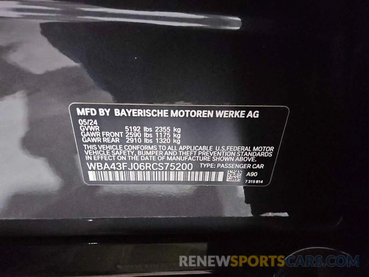 12 fotografías del automóvil dañado WBA43FJ06RCS75200 BMW 5 SERIES 2024
