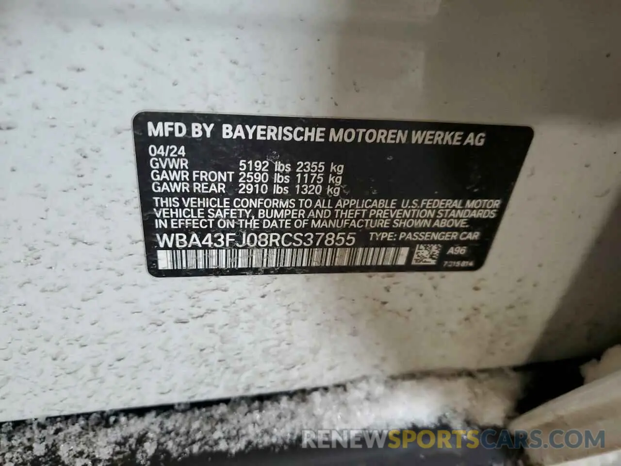 12 fotografías del automóvil dañado WBA43FJ08RCS37855 BMW 5 SERIES 2024