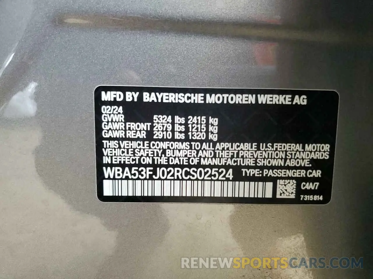 12 fotografías del automóvil dañado WBA53FJ02RCS02524 BMW 5 SERIES 2024