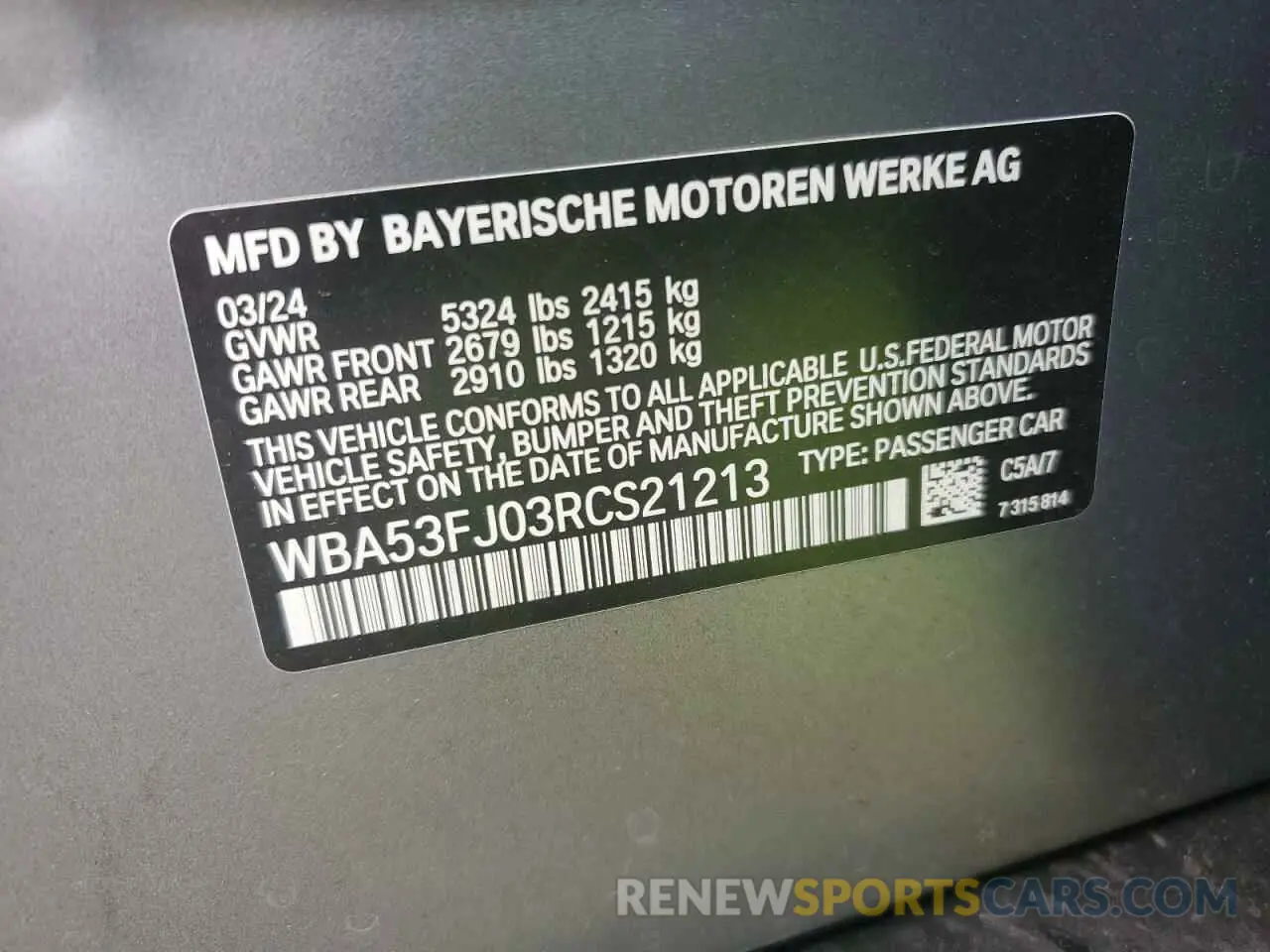 14 fotografías del automóvil dañado WBA53FJ03RCS21213 BMW 5 SERIES 2024