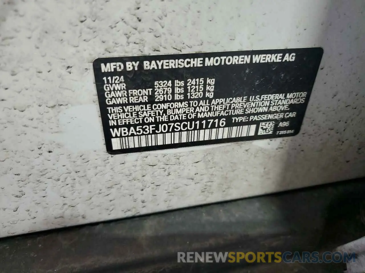 12 fotografías del automóvil dañado WBA53FJ07SCU11716 BMW 5 SERIES 2025