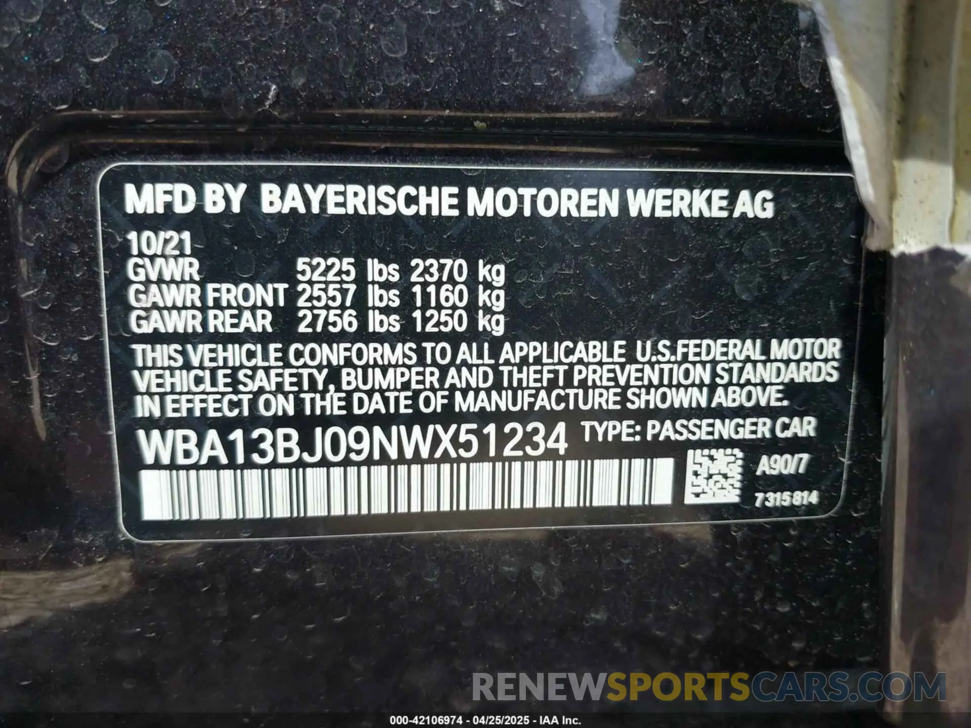 9 fotografías del automóvil dañado WBA13BJ09NWX51234 BMW 530 2022