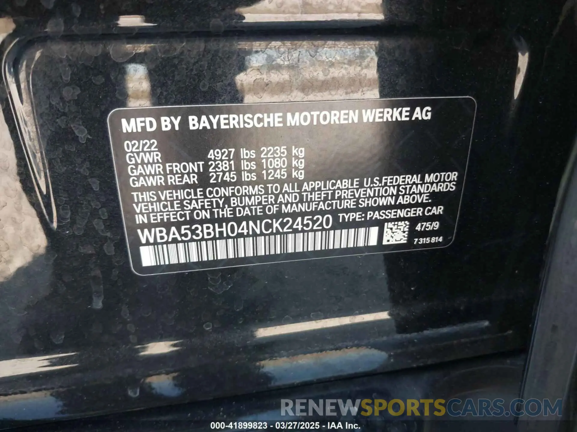 9 fotografías del automóvil dañado WBA53BH04NCK24520 BMW 530 2022