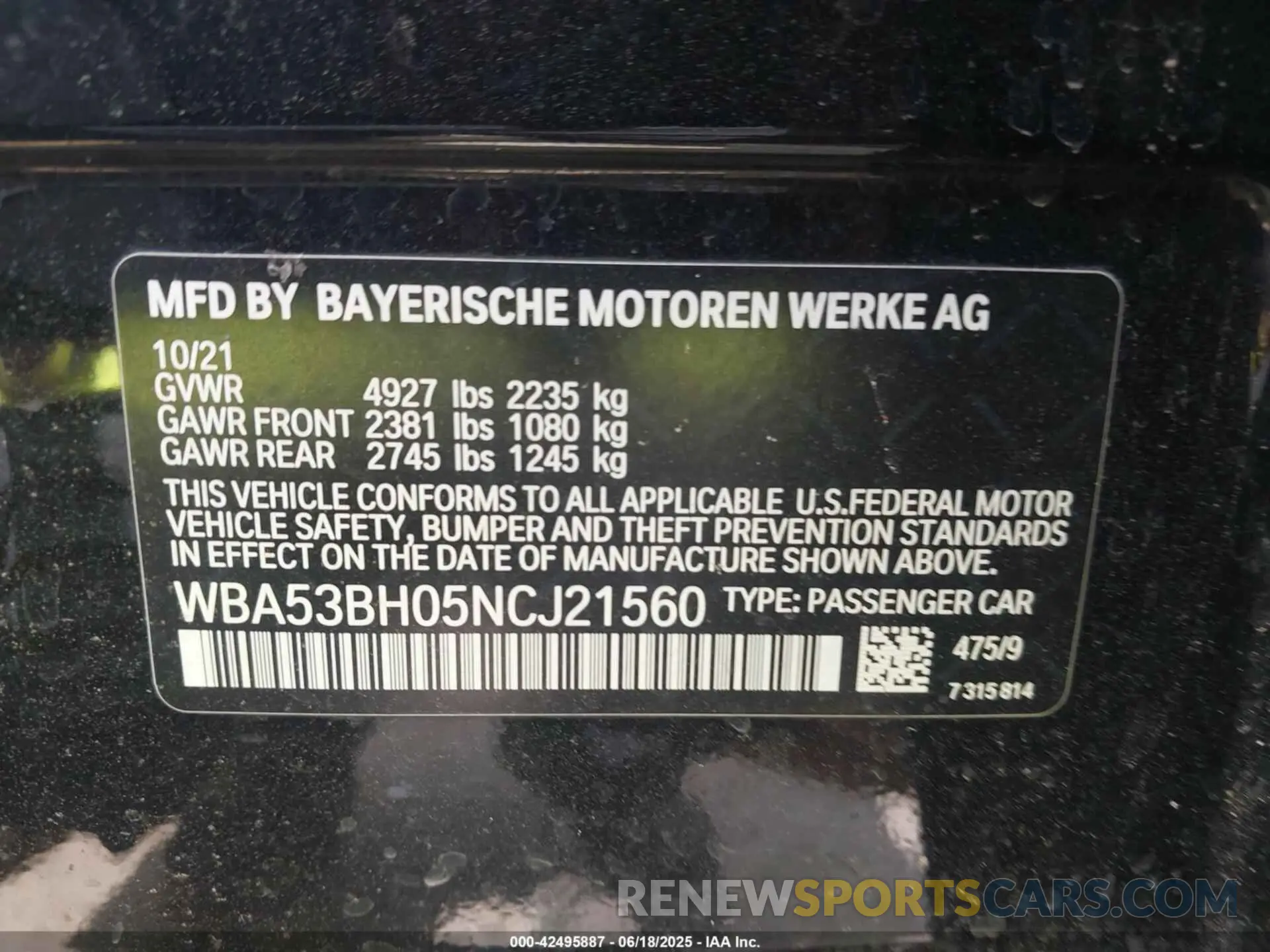 9 fotografías del automóvil dañado WBA53BH05NCJ21560 BMW 530 2022