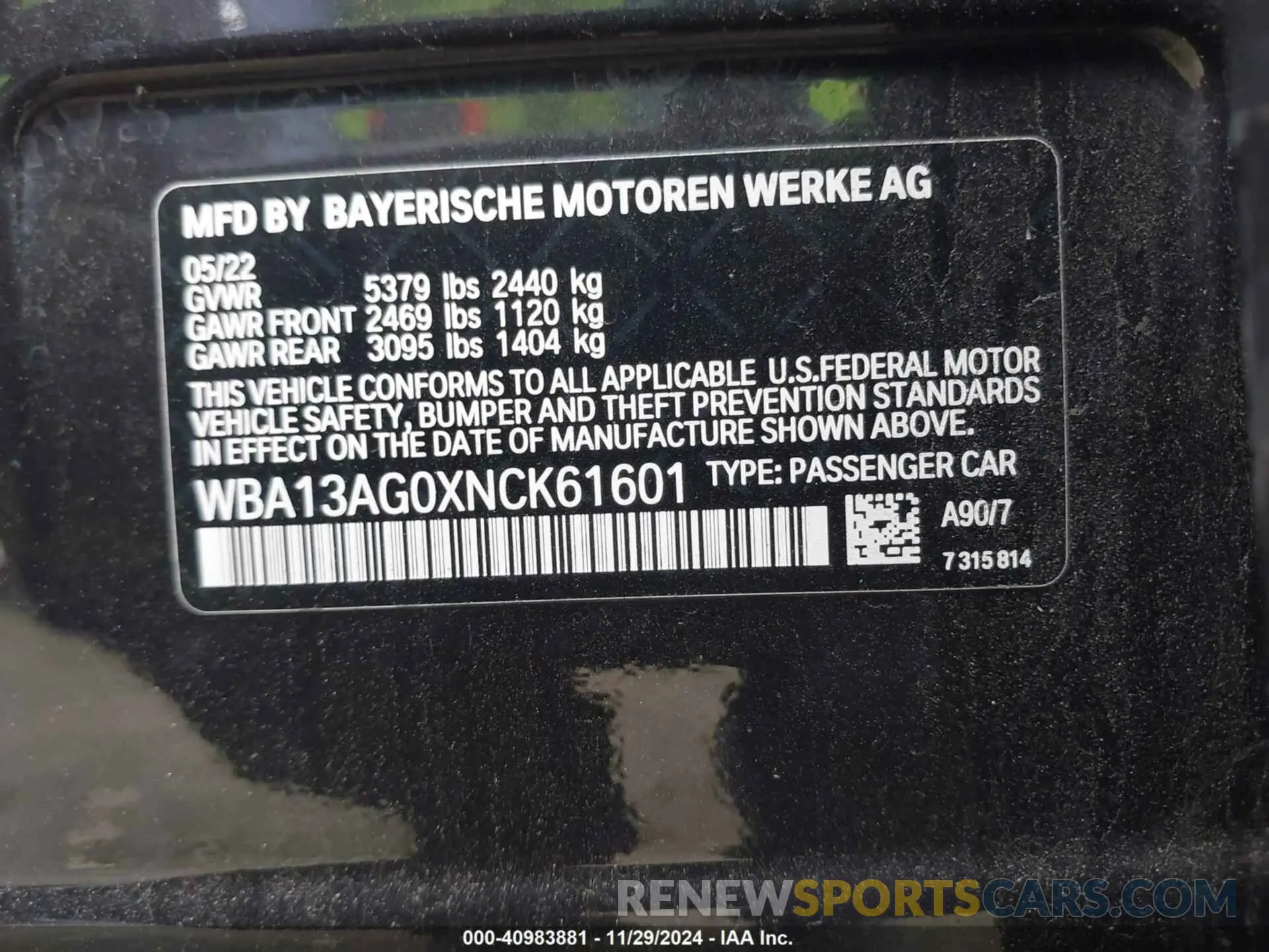 9 fotografías del automóvil dañado WBA13AG0XNCK61601 BMW 530E 2022