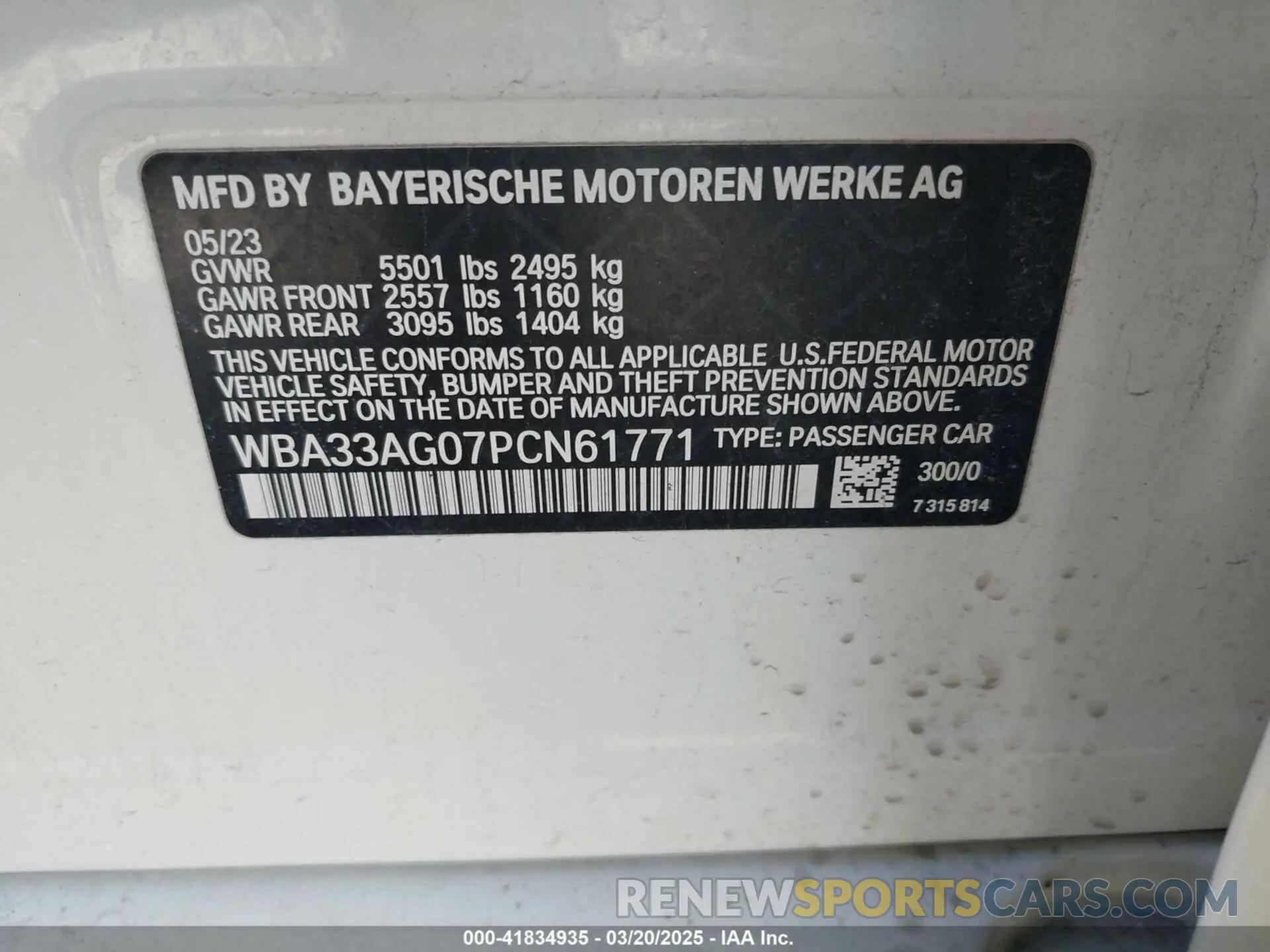 9 fotografías del automóvil dañado WBA33AG07PCN61771 BMW 530E 2023