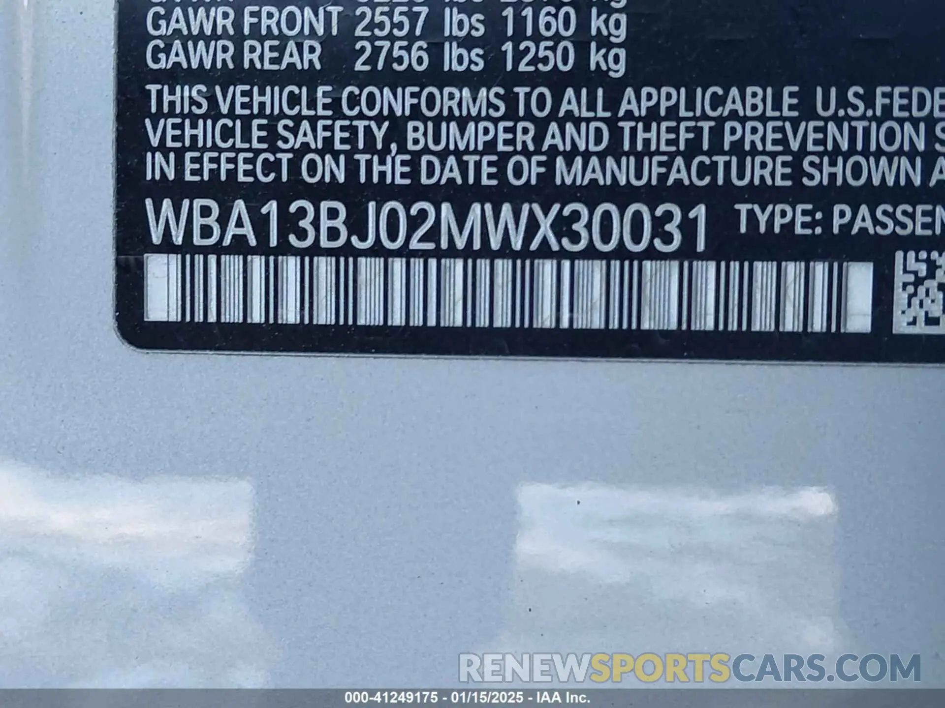 9 fotografías del automóvil dañado WBA13BJ02MWX30031 BMW 530I 2021