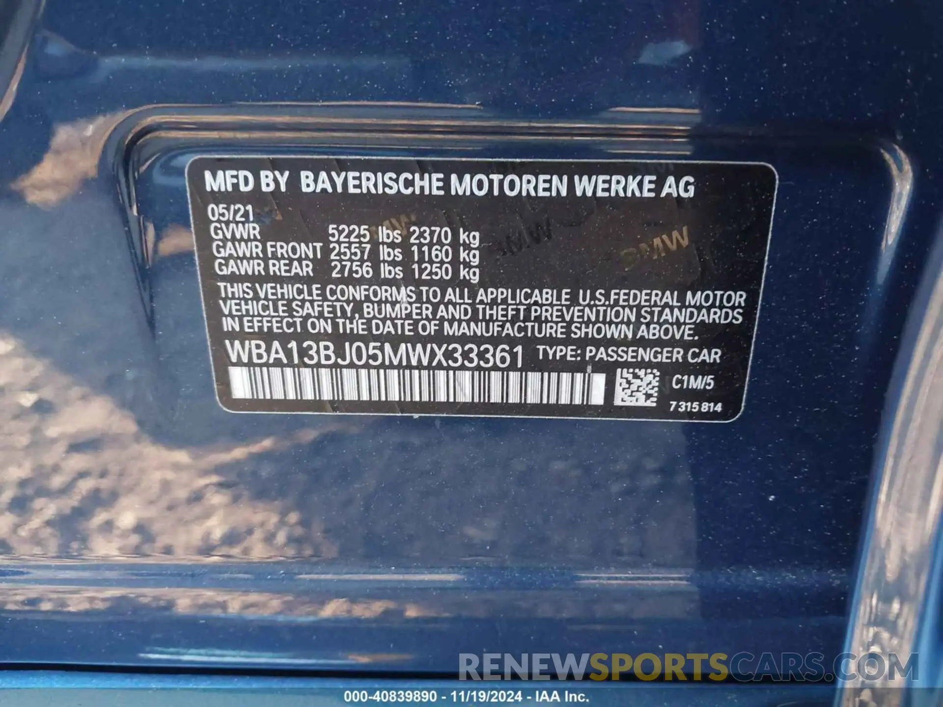 9 fotografías del automóvil dañado WBA13BJ05MWX33361 BMW 530I 2021