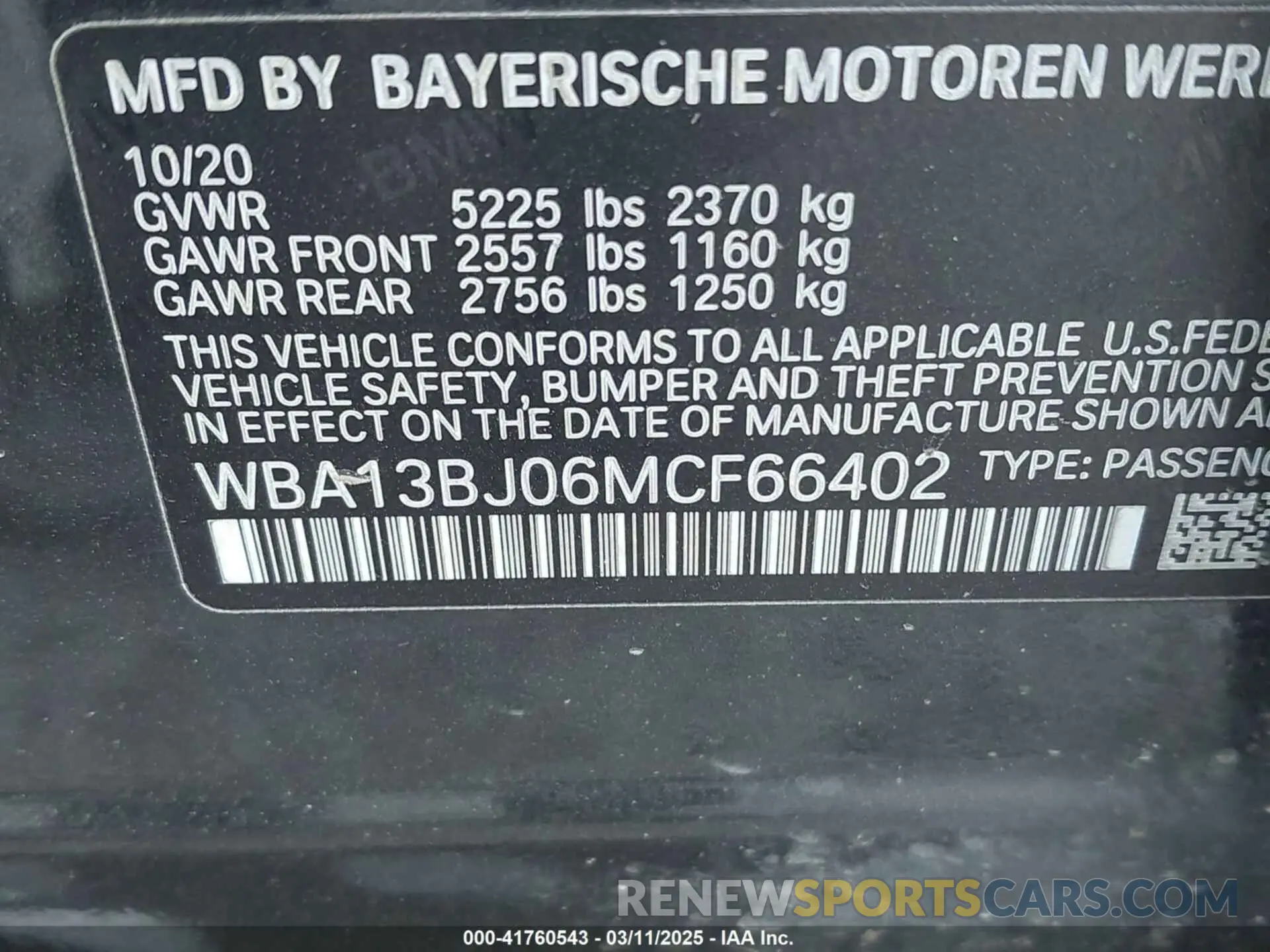 9 fotografías del automóvil dañado WBA13BJ06MCF66402 BMW 530I 2021