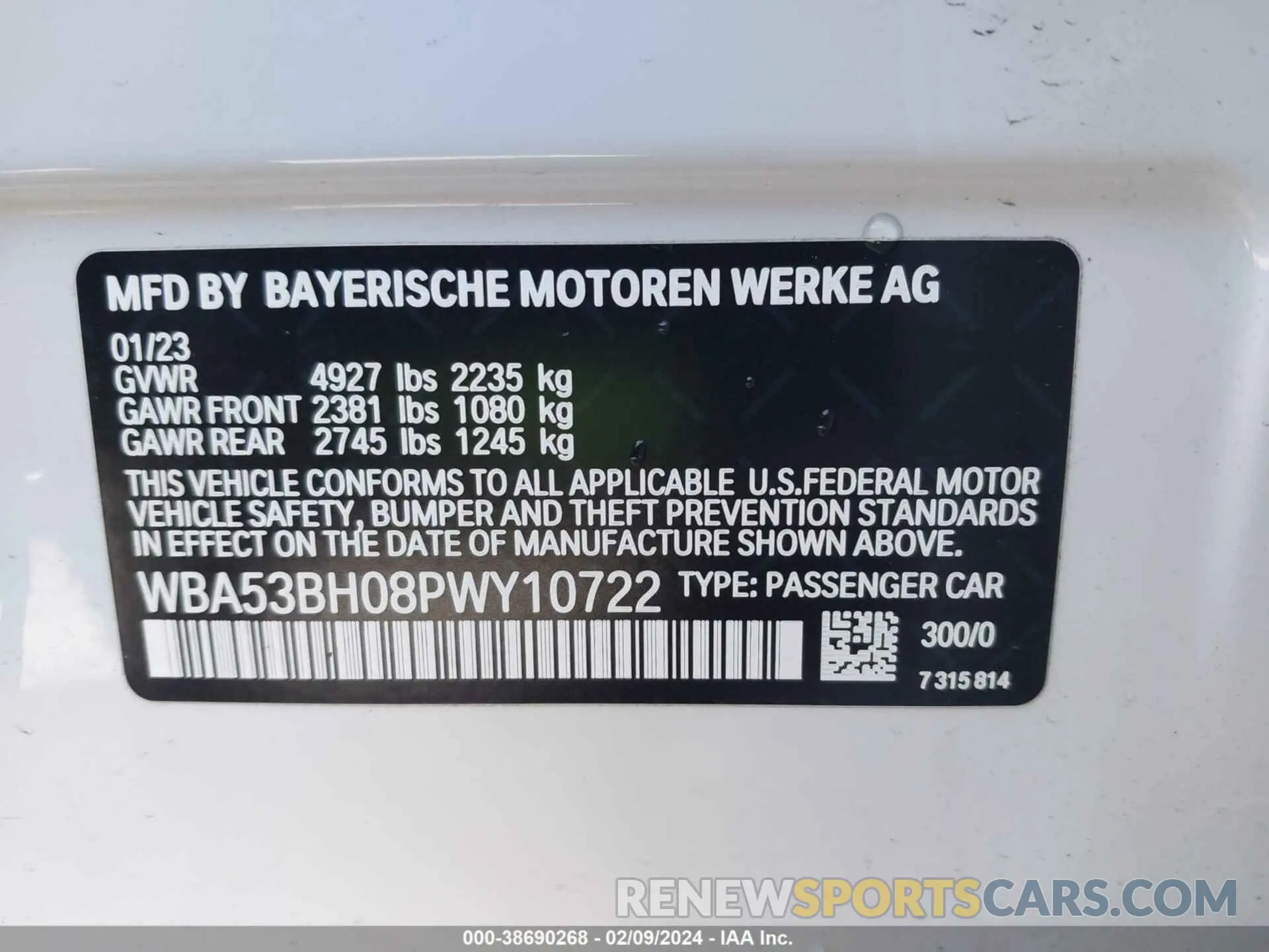 9 fotografías del automóvil dañado WBA53BH08PWY10722 BMW 530I 2023