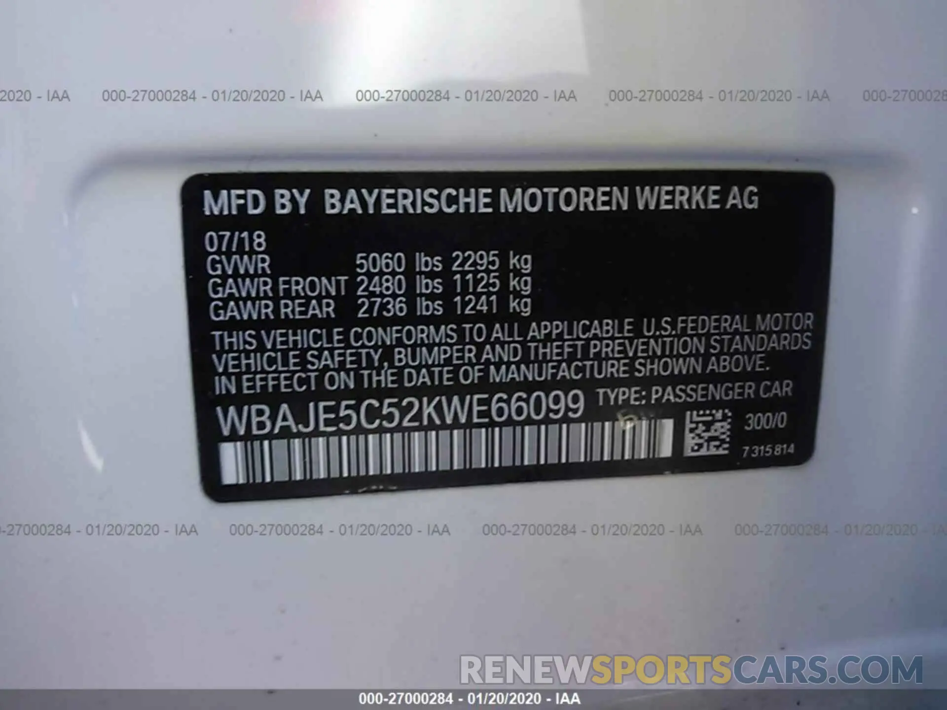 9 fotografías del automóvil dañado WBAJE5C52KWE66099 BMW 540 2019