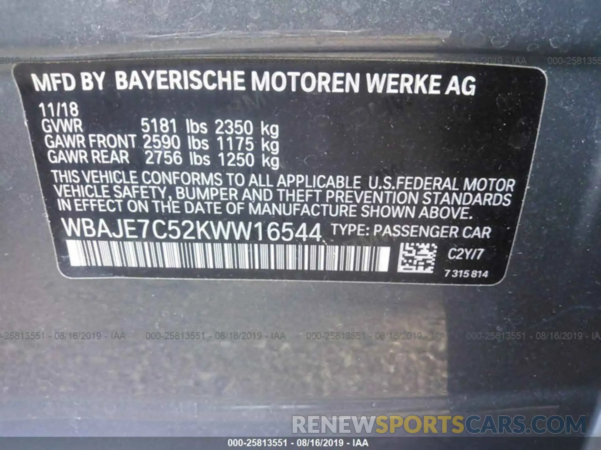 9 fotografías del automóvil dañado WBAJE7C52KWW16544 BMW 540 2019
